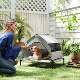 Elevated Dog Bed with Removable Three-Sided Canopy & Storage Bag – Breathable Pet House for Small to Medium Dogs