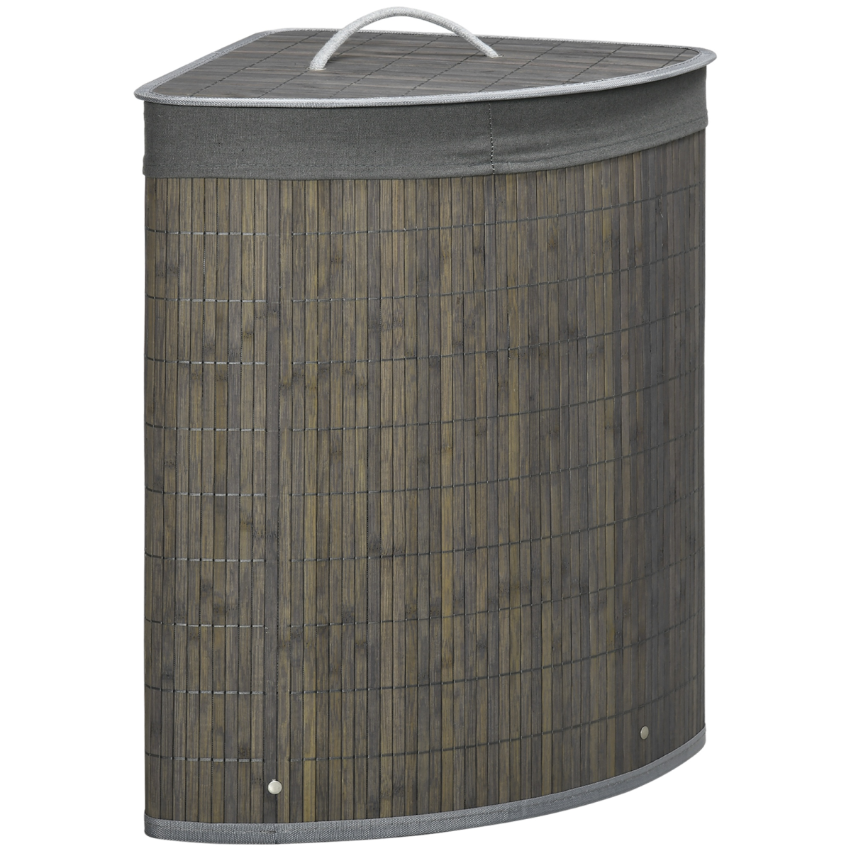 Grey bamboo corner laundry hamper