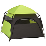PawHut Foldable Dog and Cat Tent with Waterproof Oxford Cloth & Carry Bag – Indoor and Outdoor Shelter, Green