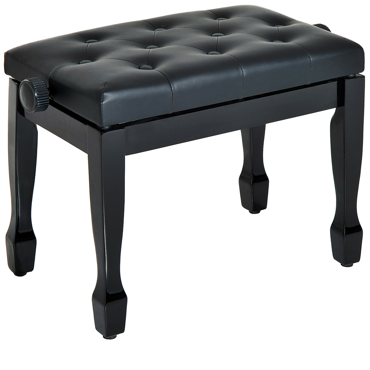 HOMCOM Adjustable Piano Bench with Padded Faux Leather Seat & Wooden Legs – Keyboard Stool, 45–55cm Height