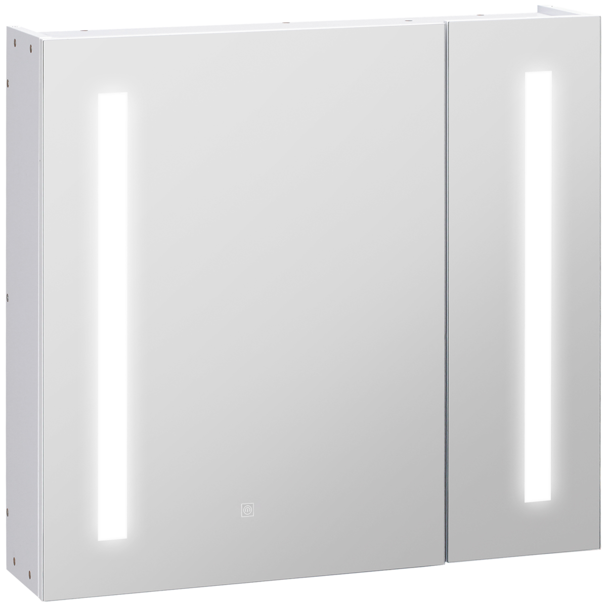 kleankin LED Illuminated Bathroom Mirror Cabinet with Touch Switch – Wall-Mounted Storage, Mirrored Doors