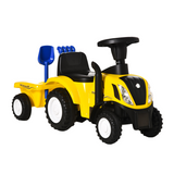 HOMCOM Ride-On Tractor Toddler Walker with Horn, Headlights & Storage Box – Foot-to-Floor Slider, Yellow