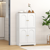 Kitchen Storage Cabinet with Arched Doors & Adjustable Shelves – Freestanding Sideboard Cupboard, White
