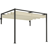 Outsunny 2 x 3m Wall Mounted Pergola with Retractable Sliding Canopy – UV-Protective Roof, Khaki