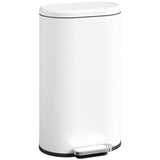 HOMCOM 30L Modern Curved Pedal Kitchen Bin with Soft-Close Lid and Removable Bucket, White
