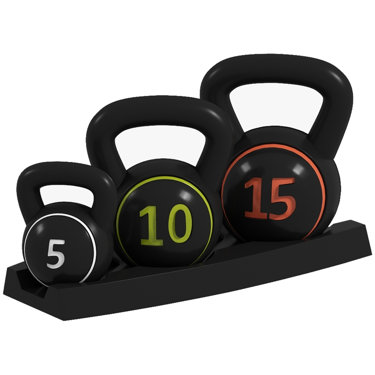 SPORTNOW Kettlebell Set of 3 with Storage Tray, 2.2kg, 4.5kg & 6.8kg – Home Gym Training Weights, Black