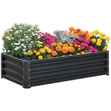 Outsunny 120 x 60cm Steel Raised Garden Bed – Modular Open-Base Planter for Vegetables & Flowers, Grey