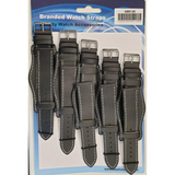 DK Black Leather Military Watch Straps, Pack of 5, 24mm – Model 1007BK