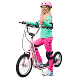 HOMCOM Kids Kick Scooter with Dual Brakes, Kickstand & Adjustable Height – Big Wheel Rubber Tyre Scooter for 5+ Years
