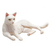 MojoFun Lying White Cat Toy Figurine – Realistic Pet Animal Model