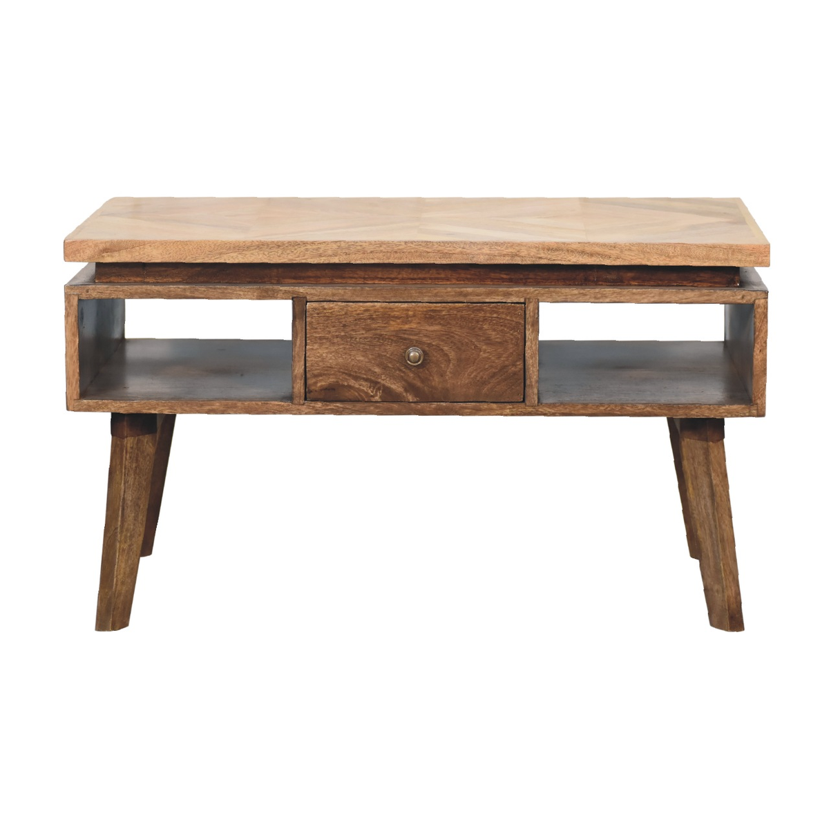 Artisan Furniture Solid Wood Coffee Table with 1 Drawer, Granary Royale Top & Nordic Legs – Classic Grey