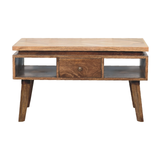 Artisan Furniture Solid Wood Coffee Table with 1 Drawer, Granary Royale Top & Nordic Legs – Classic Grey