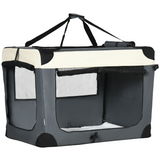 Pawhut 91cm Foldable Pet Carrier with Cushion & 3 Zipped Doors – Soft Bag for Large Dogs and Cats, Grey
