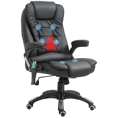 Black heated massage office chair
