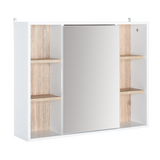 HOMCOM Wall Mounted Bathroom Cabinet with Mirrored Door and Adjustable Shelf – Space-Saving Storage