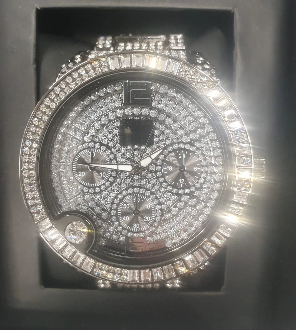 NY London Gents Bling Watch PI-7498 – Gun Black Finish, Battery Included