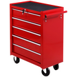 Red 5-drawer tool trolley
