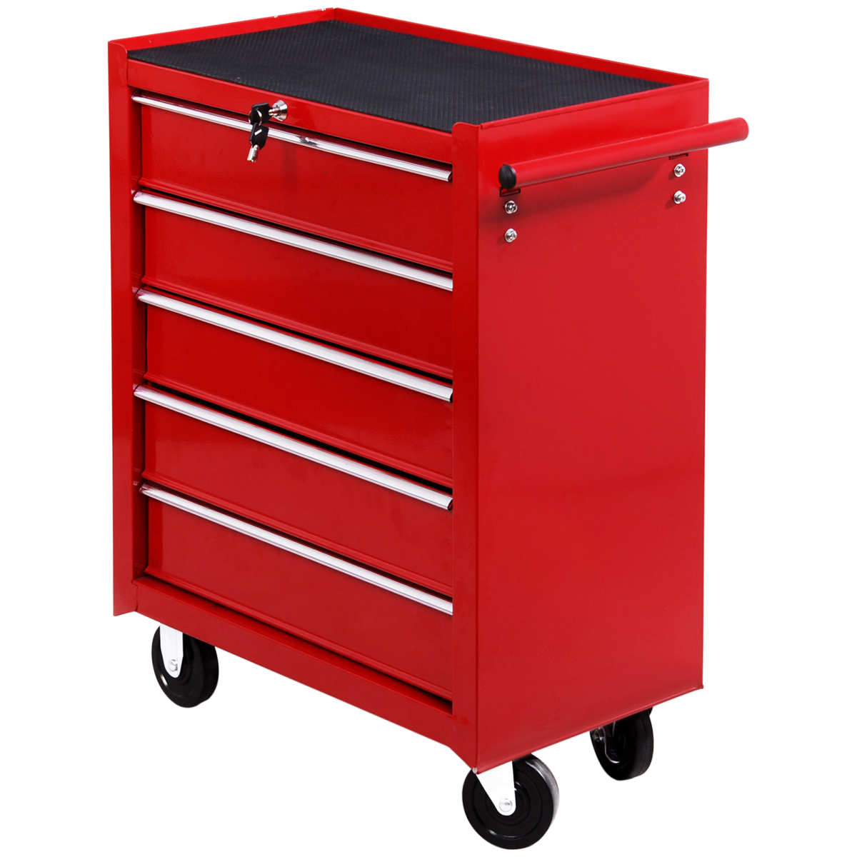 Red 5-drawer tool trolley