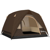 Outsunny 2-3 Man Dome Camping Tent with Sewn-in Groundsheet & Mesh Windows – Easy Set Up, 3000mm, Brown