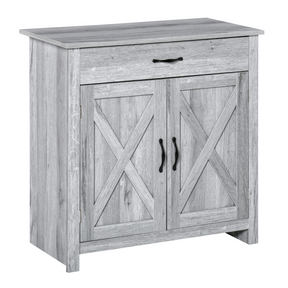 Grey farmhouse barn door sideboard buffet cabinet