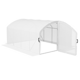 Outsunny 4 x 3 x 2m Polytunnel Greenhouse with Hinged Door & UV PE Cover – Galvanised Steel Frame, White