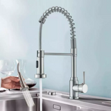 Monobloc Kitchen Sink Mixer Tap with Pull-Out Hose Spray – Single Lever, 360° Swivel Spout, Brass Body