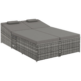 Outsunny Grey Rattan Sun Lounger - front view
