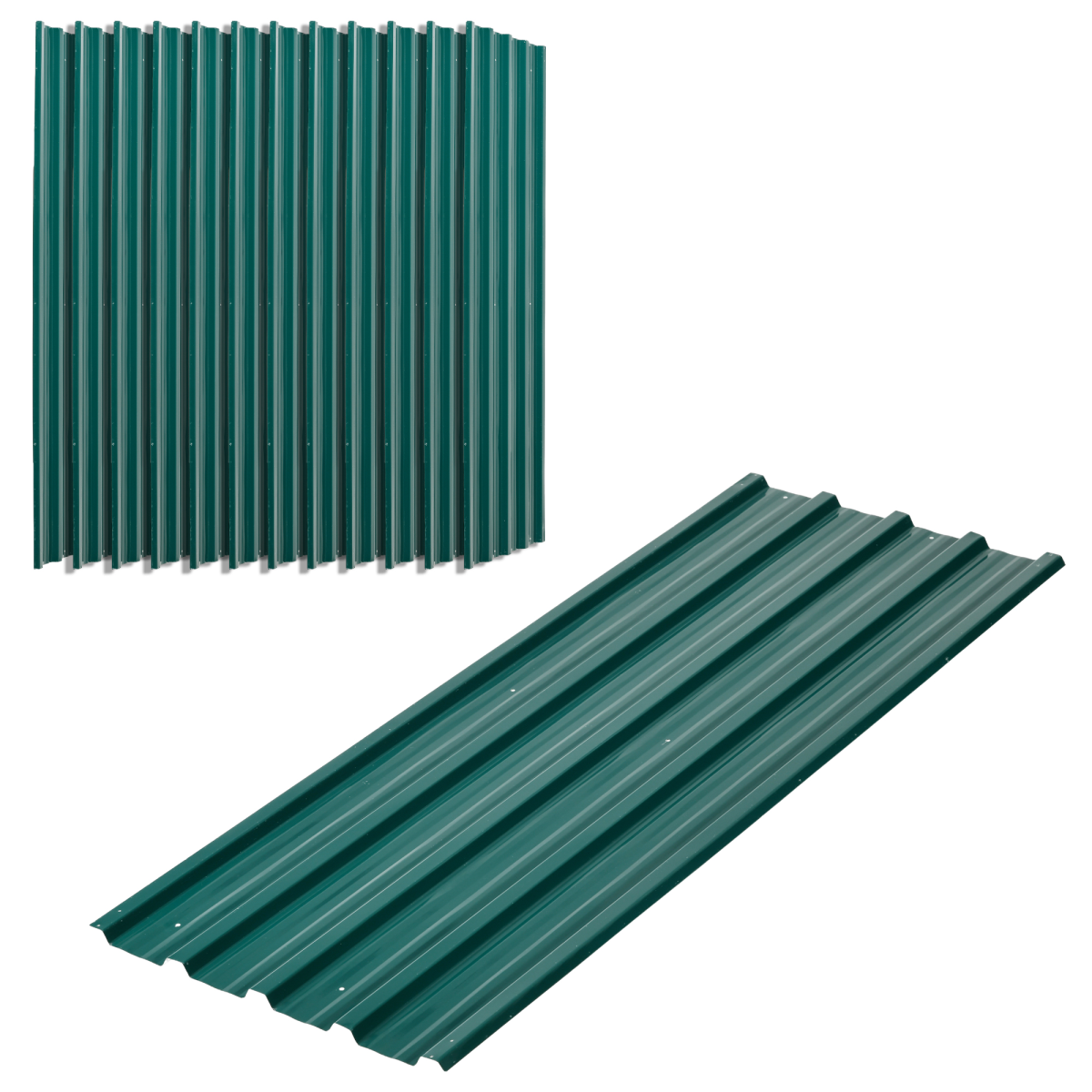 Outsunny 12-Pack Galvanised Steel Roofing Sheets, Pre-Drilled & Cut-to-Size – Shed Greenhouse Cladding, Green