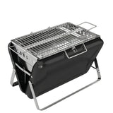 Outsunny Portable Briefcase Charcoal BBQ Grill – Folding Barbecue with Lift-Up Grate for Camping and Picnics, Black