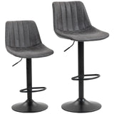 HOMCOM Set of 2 Height Adjustable Swivel Bar Stools with Footrest – Leathaire Kitchen Island Stools, Charcoal Grey