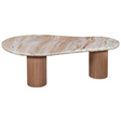 Marble and wood pedestal coffee table