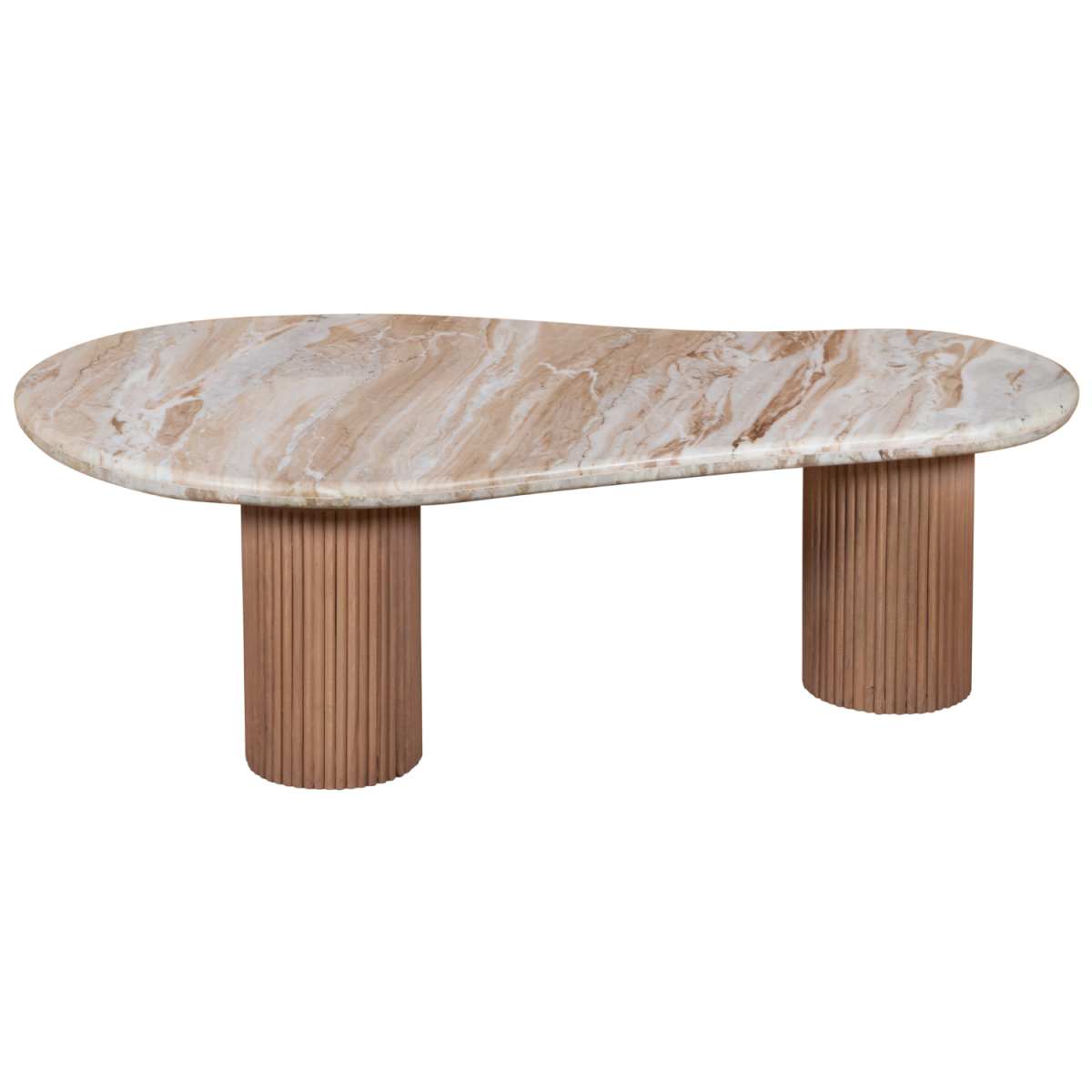 Marble and wood pedestal coffee table