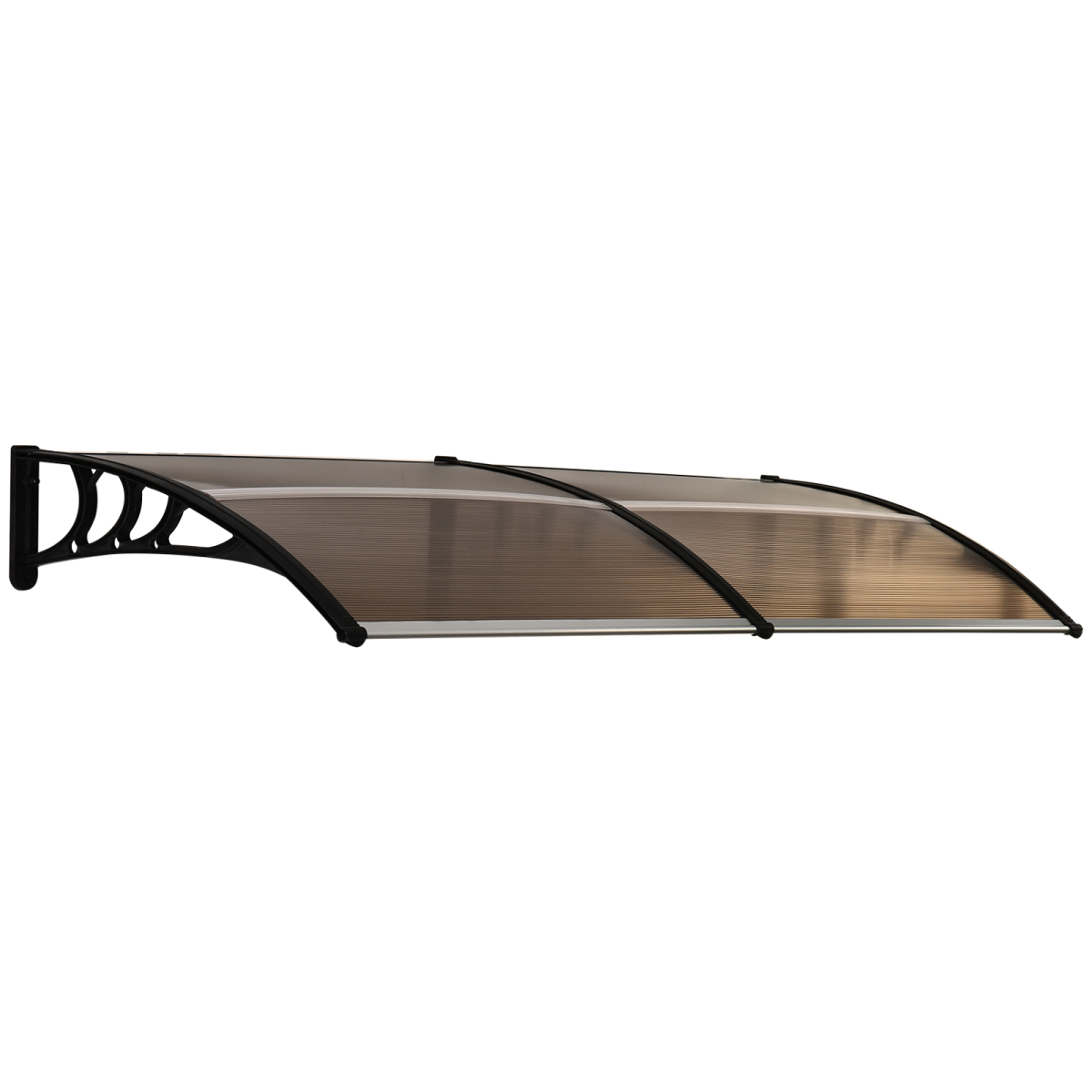 Outsunny Curved Polycarbonate Door and Window Awning, 80 x 195 cm – UV, Rain and Snow Canopy, Clear and Black