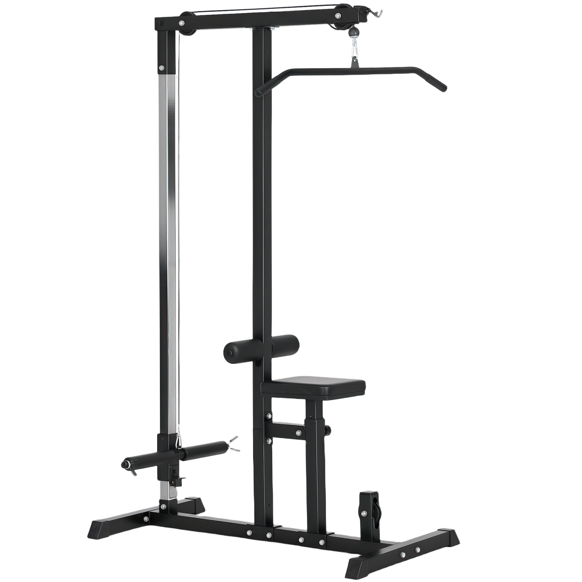 HOMCOM Power Tower with Lat Pulldown, Seated Row & Adjustable Seat – Home Gym Pull Up Station, 100kg Max Load