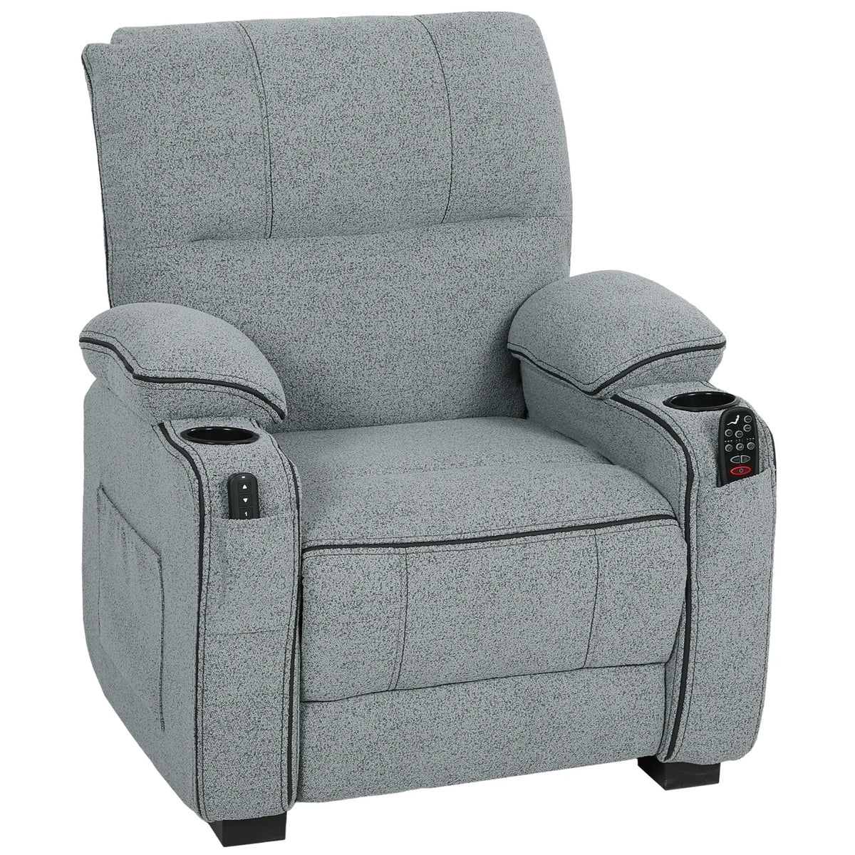 HOMCOM Electric Massage Recliner Armchair with Vibration, Heat and Memory Function – Velvet Chair, Grey