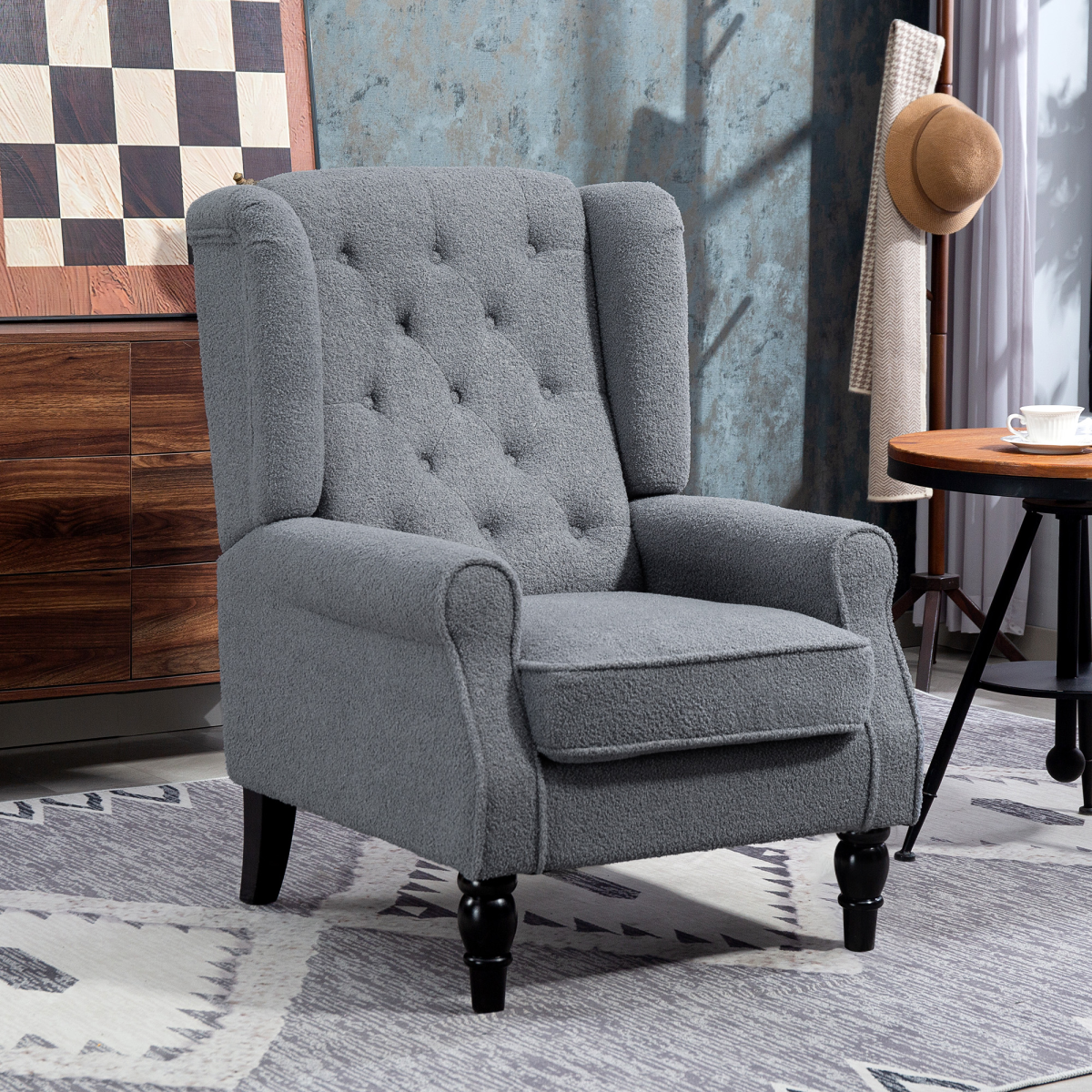 HOMCOM grey teddy fleece armchair