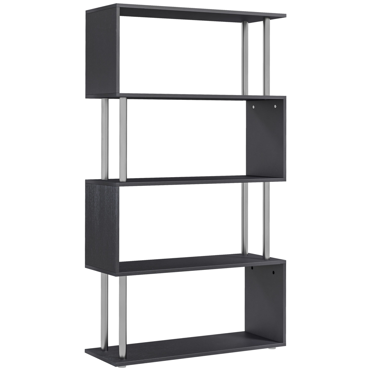 Black wooden S-shape bookshelf room divider