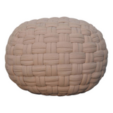 Artisan Furniture Woven Tube Pouffe in Cotton – Multi-Purpose Footstool, Side Table or Extra Seat, Cream