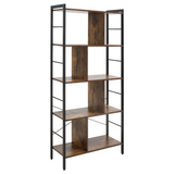 Industrial 5-Tier Storage Shelf Bookcase with Metal Frame – Floor Standing Display Rack, Brown and Black