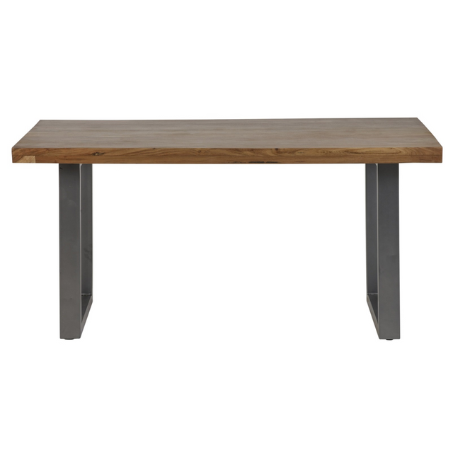 Solid wood and metal dining table