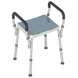 HOMCOM Rust-Free Aluminium Bath Chair with 6-Level Adjustable Height & Anti-Slip Mats – Light Blue