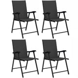 Outsunny Set of 4 Folding Garden Chairs with High Back, Armrests & Texteline Seat – Black