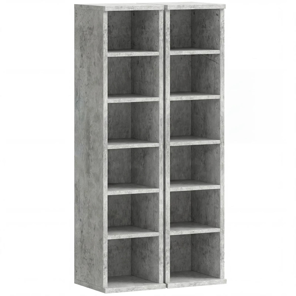HOMCOM Set of 2 CD Media Display Shelf Towers with 5 Adjustable Shelves – Slim Racks, Grey