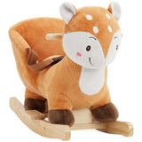 AIYAPLAY Deer Rocking Horse with Sounds, Security Belt & Rocking Stopper – Toddler Ride On, 1-3 Years, Brown