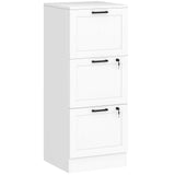 HOMCOM 3 Drawer Filing Cabinet with Lock – Office Storage with Adjustable Hanging Bars for A4 & Letter Files, White