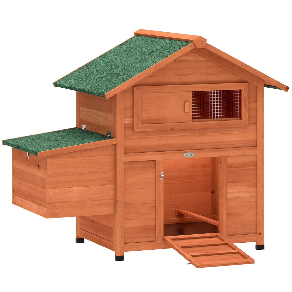 PawHut Wooden Chicken Coop with Nesting Box, Pull-Out Tray, Sliding Window and Waterproof Roof – Hen House
