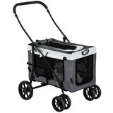 PawHut Foldable Pet Stroller with Detachable Carrier, Soft Padding & Storage Pouch for Small Dogs – Grey