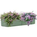 Outsunny Galvanised Steel Raised Garden Bed with Safety Edging – Changes Between Round, Oval and Oblong, Green