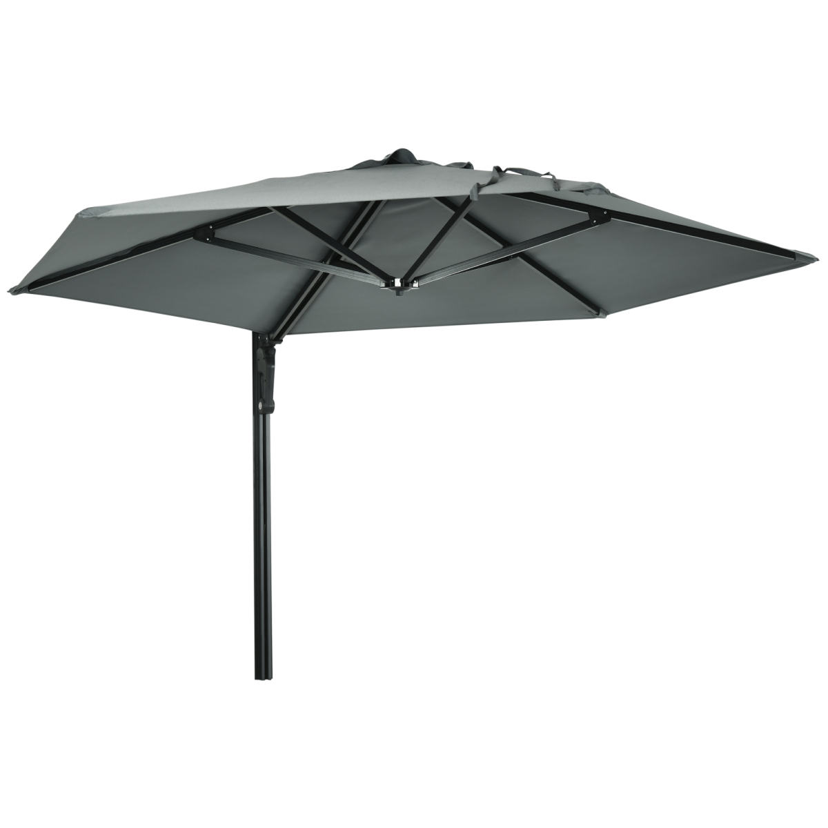 Outsunny Wall-Mounted Parasol with 180° Rotating Canopy & Aluminium Frame – Space-Saving Balcony Shade, Grey