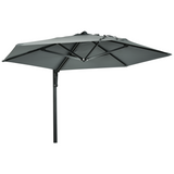 Outsunny Wall-Mounted Parasol with 180° Rotating Canopy & Aluminium Frame – Space-Saving Balcony Shade, Grey
